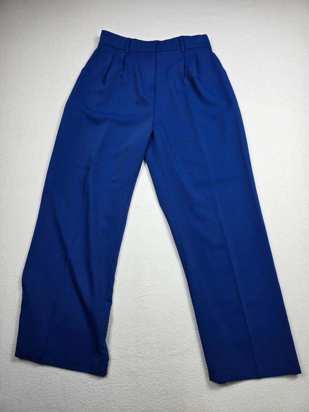 FUNNYZORoya lWomens L Blue  Wide-Leg Pants Elastic Waist Comfortable Fit